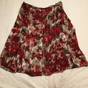 Red and grey skirt with floral print